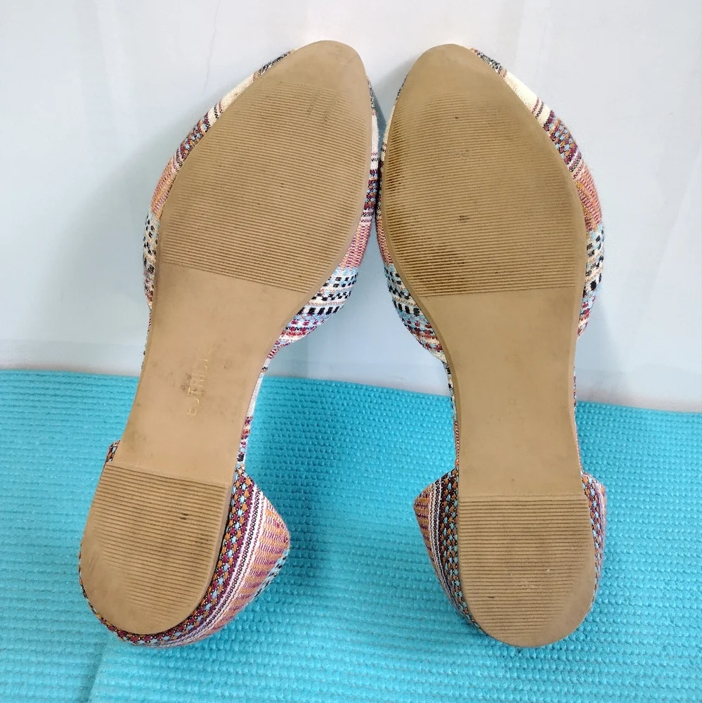 Restricted Flats Striped Fabric Pointed Toe Boho Flats - 10